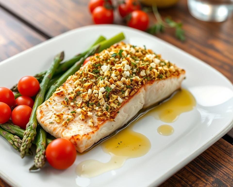 Grilled Salmon with Feta and Herb Crust